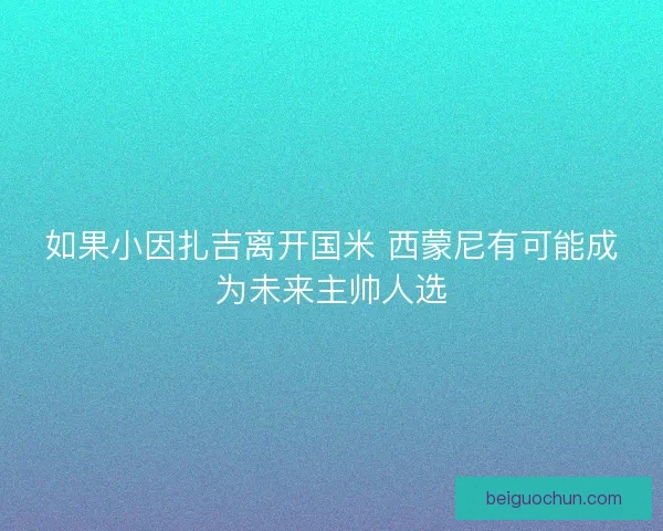 如果小因扎吉离开国米 西蒙尼有可能成为未来主帅人选