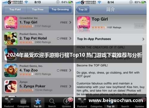 2024年最受欢迎手游排行榜Top10 热门游戏下载推荐与分析